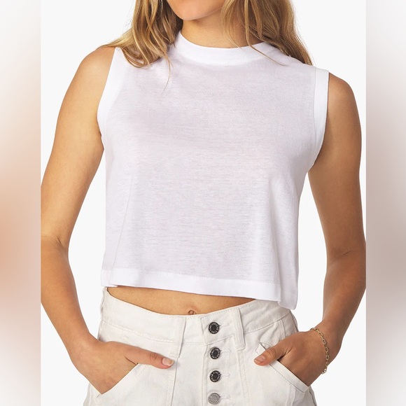 NWT WeWoreWhat Cotton Jersey Cropped Muscle Tee in Light Grey - Picture 4 of 5
